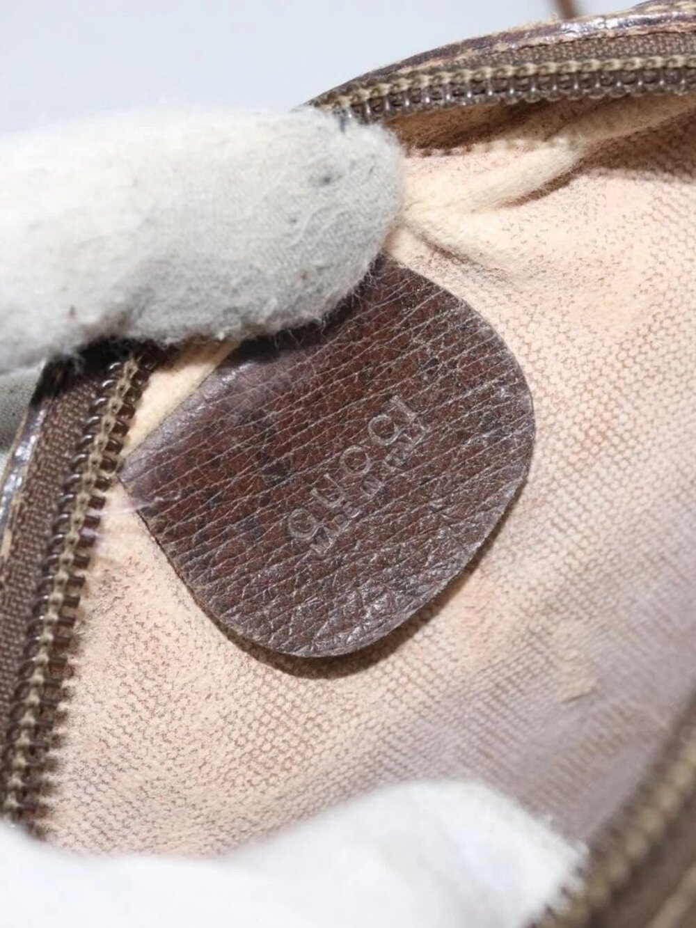 GUCCI GG Supreme Web Sherry Line Bag PVC Beige Gold 007 58 6112 Auth LNZ553 - Picture 11 of 16